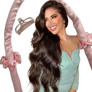 HEATLESS SATIN HAIR CURLING ROD ROLLER TOOL DUST BAG CLAW CLIP SCRUNCHIES